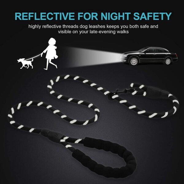 Petology Dog Leash 4FT Long, 1cm Thick Reflective Heavy Duty Rope with Anti-Slip Padded Handle for Small Dogs
