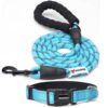 WOOFLIX Reflective Dog Leash And Collar Combo Set|Dog Collar & Anti Slip Padded Handle Leash For Dogs|Highly Reflective|Dog Rope For Medium & Large Dogs|(Leash 5 Ft. + Collar Medium, Blue, 18 Cm)
