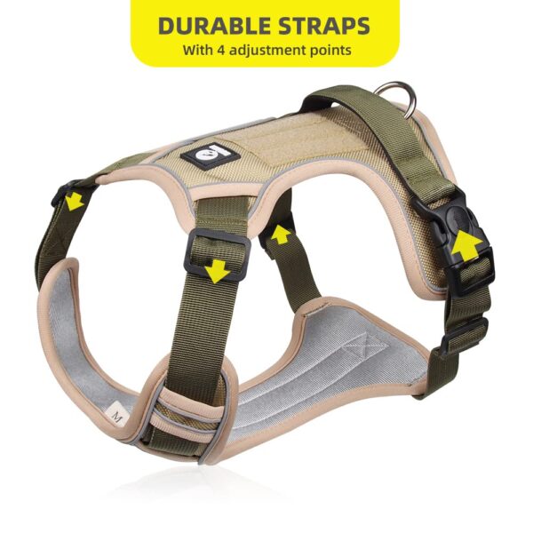 1766898736_61thv3tViHL._SL1000_.jpg PetVogue Premium Vest Harness for Small to Large Dogs, Reflective, No Choke, Adjustable Size, Padded, Breathable- Small Khaki