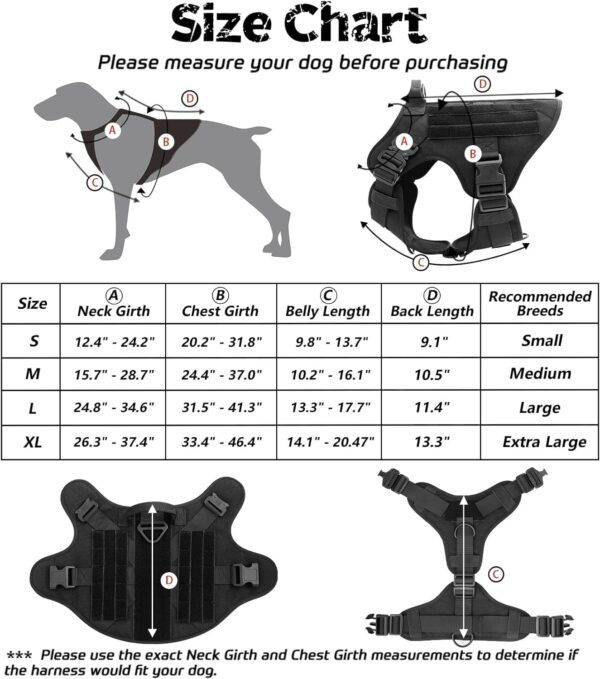 Dog Harness No-Pull Pet Harness Adjustable Outdoor Pet Vest 3M Reflective Oxford Material Vest for Dogs Easy Control for Small Medium Large Dogs (Tactical Black, XL (Harness + Leash))