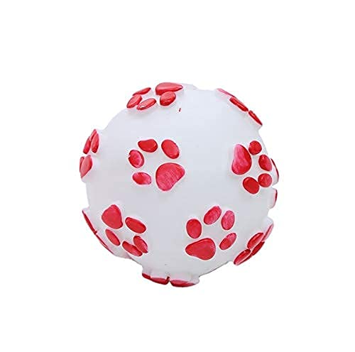 31dT9vTVoL.jpg RvPaws Pet Dog Paw Print Ball Toy Sound Squeaky Squeaker Dog Cat Chew Interactive Ball Squeak Playing Toy (Color May Vary)