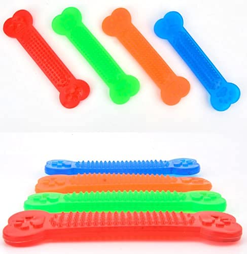 410U7roJHvL.jpg RvPaws Grinding Bite Chew Stick Silicone Transparent Flat Bone Toy for Dogs Jel Bone - Color May Vary 1 Unit