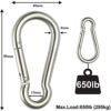 412m-6RCMDL.jpg Dog Trust Multipurpose Safety Hook for Pets, Heavy Duty Eye Clasp - Spring Pet Buckle, Key Chain for Linking Dog Leash Collar - Silver (Pack of 2)