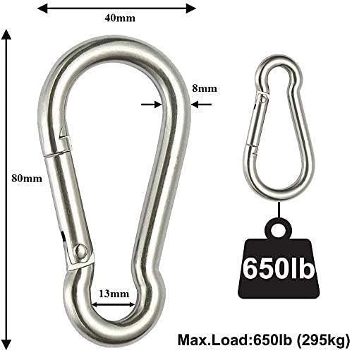 412m-6RCMDL.jpg Dog Trust Multipurpose Safety Hook for Pets, Heavy Duty Eye Clasp - Spring Pet Buckle, Key Chain for Linking Dog Leash Collar - Silver (Pack of 2)