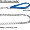 PSK PET MART Heavy Duty Dog Leash Metal Dog Leash Dog Chain with Padded Handle (Large, Blue)