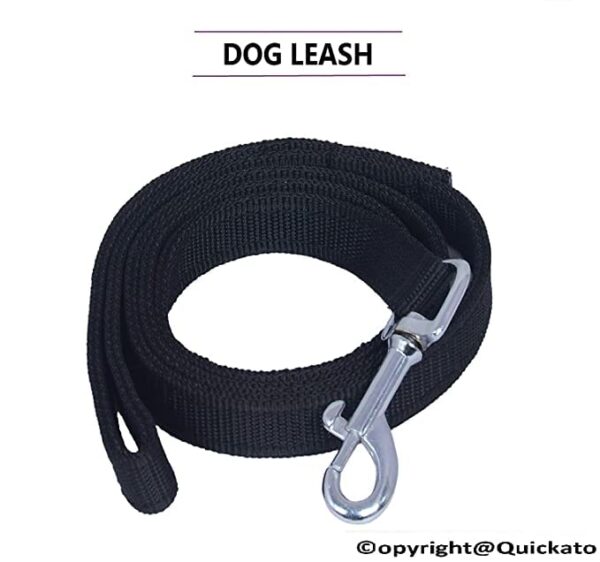 Combo: Collar, Leash, and Belt With Silver Chain for Medium Size Dogs - Width 20 MM (Large, Black)