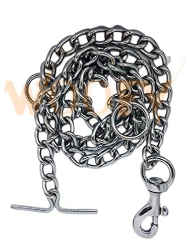 Woofy 60 Inch Stainless Steel Heavy Duty Long Leash Chain for All Breed Dogs | Silver - XX-Large Heavy Weight - 900GM