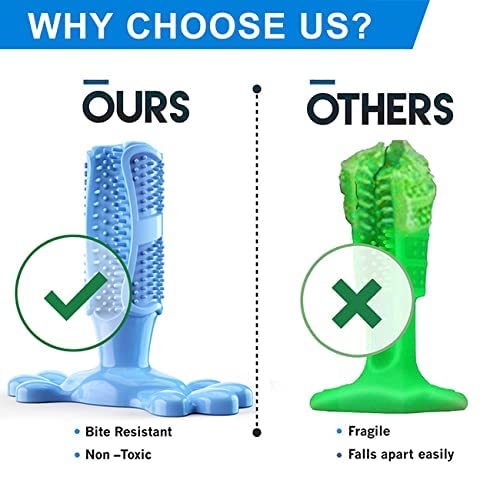 41BUEL07mIL.jpg RvPaws Dog Toothbrush Chew Toys Natural Rubber Dog Tooth Cleaner Stick Puppy Dental Care Brushing Toy - Muticolor
