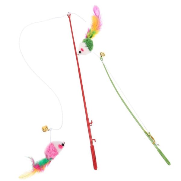 Interactive Cat Teasing Stick | Engaging Feather Wand Toy Set for Kitten & Cats, Activity Cat Teaser Mouse Chase Wand Play Stick with Bell for Fun Exercise & Playing for Indoor (Pack of 1)