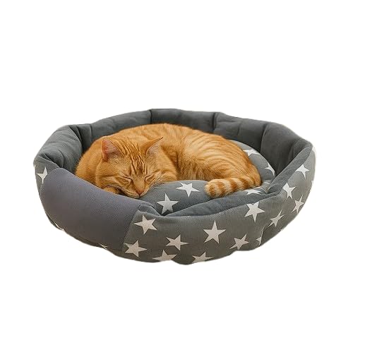 Star Pattern Round Pet Bed for Cats & Dogs (M)