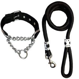 DOG TRUST Dog Combo of Rope Leash with Choke Belt DOG TRUST Dog Combo of Rope Leash with Choke Belt Collar for Dogs - Black (Large)