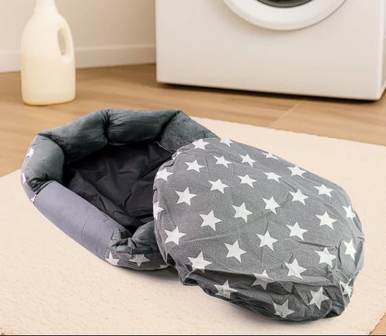 Star Pattern Round Pet Bed for Cats & Dogs (M)