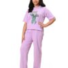 Women's Casual Lounge Set, T-Shirt with Cat Bow Print and Women's Casual Lounge Set, T-Shirt with Cat Bow Print and Matching Pants