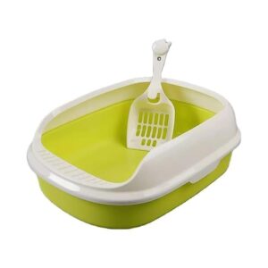 Dog Trust Cat Litter Tray with Rim/Semi Closed Style of Cat Litter Basin, Cat Litter Box + Free Cat Litter Scooper-Colour May Vary