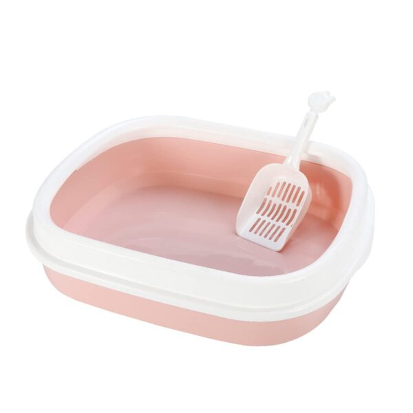 PetJoy Cat Litter Box Tray with Scooper | Semi-Closed Design, Durable Plastic, Easy to Clean | Ideal Litter Sand Tray for All Adult Cats & Kittens