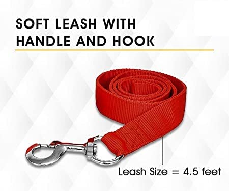 Dog Trust Puppy Dog Collar, Leash and Harness for 3-6 Months Puppies | Collar 12-18 inch, Leash 4.5 feet and Harness with Neck (16inch, Colour May Change)