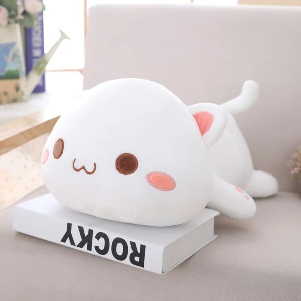 Peach Cat Plush - Soft Cat Plush Pillow - Adorable Grey Goma & White Peach Stuffed Animal Toy, Perfect for Cuddling, Home Decor, and Gifts for Kids & Adults - 40cm
