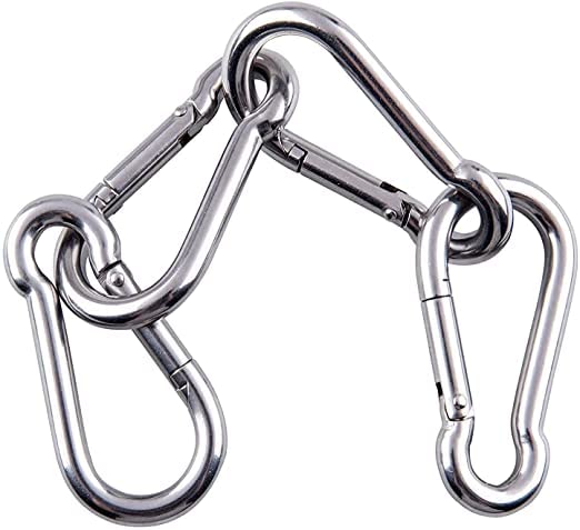 41id1u5mTuL.jpg Dog Trust Multipurpose Safety Hook for Pets, Heavy Duty Eye Clasp - Spring Pet Buckle, Key Chain for Linking Dog Leash Collar - Silver (Pack of 2)