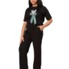 Women's Casual Lounge Set, T-Shirt with Cat Bow Print and Women's Casual Lounge Set, T-Shirt with Cat Bow Print and Matching Pants