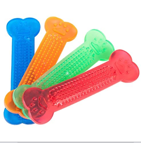 41lFeeSHdL.jpg RvPaws Grinding Bite Chew Stick Silicone Transparent Flat Bone Toy for Dogs Jel Bone - Color May Vary 1 Unit