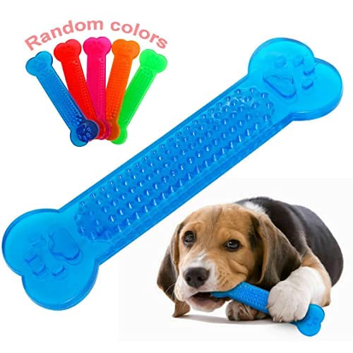41wVn8WbCeL.jpg RvPaws Grinding Bite Chew Stick Silicone Transparent Flat Bone Toy for Dogs Jel Bone - Color May Vary 1 Unit