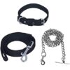 Combo: Collar, Leash, and Belt With Silver Chain for Medium Size Dogs - Width 20 MM (Large, Black)