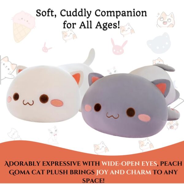Peach Cat Plush - Soft Cat Plush Pillow - Adorable Grey Goma & White Peach Stuffed Animal Toy, Perfect for Cuddling, Home Decor, and Gifts for Kids & Adults - 40cm