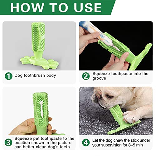 51-UT1JTDHL.jpg RvPaws Dog Toothbrush Chew Toys Natural Rubber Dog Tooth Cleaner Stick Puppy Dental Care Brushing Toy - Muticolor