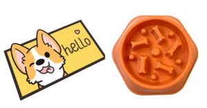Adorable Crystal Velvet Cartoon Cat Litter Mat - Ultra Soft, Adorable Crystal Velvet Cartoon Cat Litter Mat - Ultra Soft, 60 x 35cm (Yellow, Dog) And Pet Bowl, Feeding Bowl, Dog Bowl, Slow Eating Bowl for Dogs and Cats, Non Slip (Orange) Combo Pack