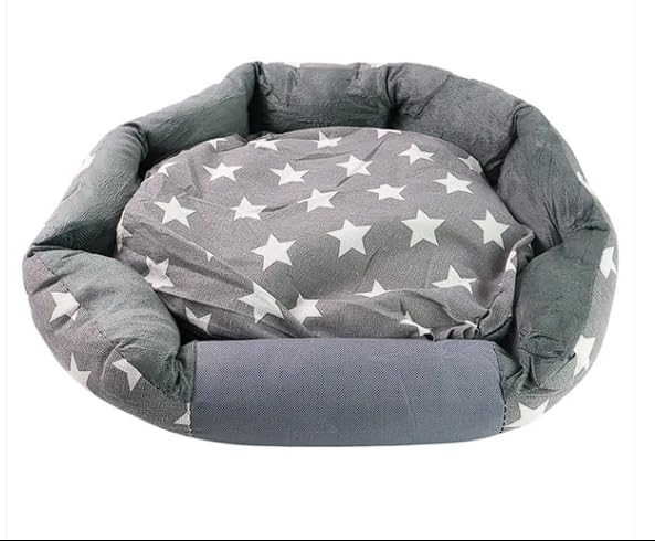 Star Pattern Round Pet Bed for Cats & Dogs (M)