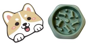Adorable Crystal Velvet Cartoon Cat Litter Mat - Ultra Soft, Adorable Crystal Velvet Cartoon Cat Litter Mat - Ultra Soft, 60 x 35cm (Coffee, Dog Face) And Pet Bowl, Feeding Bowl, Dog Bowl, Slow Eating Bowl for Dogs and Cats, Non Slip (Green) Combo Pack