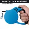 Heart Home Retractable Dog Leash|One Button Break with Safety Lock|Automatic & Non-Slip Handle|Soft Padded Handle for Comfortable Grip|Pet Training & Walking Accessory|Blue