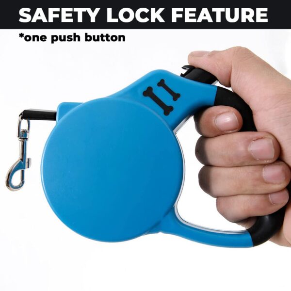 Heart Home Retractable Dog Leash|One Button Break with Safety Lock|Automatic & Non-Slip Handle|Soft Padded Handle for Comfortable Grip|Pet Training & Walking Accessory|Blue