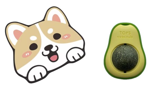 Adorable Crystal Velvet Cartoon Cat Litter Mat - Ultra Soft, Waterproof, 60 x 35cm (Coffee, Dog Face) And Catnip Toy Rotatable, Cat Chew Toy Edible Licking Toy for cats/kittens Combo Pack