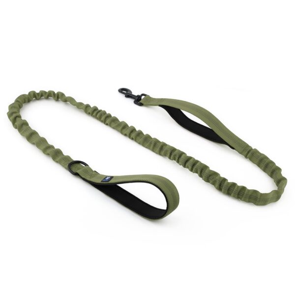 Hank Military Dog Leash | Heavy Duty Metal Hook | Hank Military Dog Leash | Heavy Duty Metal Hook | 3M Reflective | Stretchable Large Rope | Soft Double Handle | Suitable for Training, Walking, Adventure (Army Green 6 Feet)