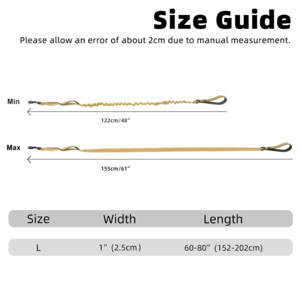 Hank Tactical Dog Leash | Stretchable Shock Absorbing | Heavy Duty Rope | 3M Reflective | Army Grade Metal Hook | Soft Handle | Suitable for Training, Walking, Adventure (Khaki 6 Feet)