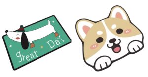 Adorable Crystal Velvet Cartoon Cat Litter Mat - Ultra Soft, 60 x 35cm (Green, Dog) And Adorable Crystal Velvet Cartoon Cat Litter Mat - Ultra Soft, Waterproof, 60 x 35cm (Coffee, Dog Face) Combo Pack