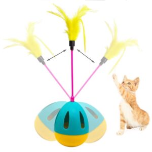 The Pets Company Cat Tumbler Toy, Interactive Training Cat Treat Dispenser Toy Indoor Cat Kitten, with Feathers