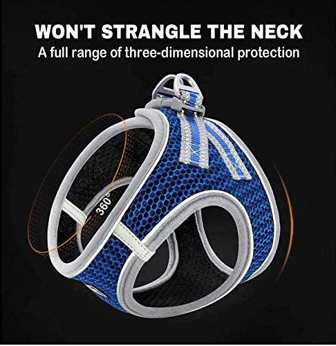 5186xc2Ug8L.jpg KUTKUT Adjustable Dog Harness, No Pull for Small Dog, Reflective, Breathable & Soft Mesh Padded Step-in Vest & Leash Set for Outdoor Walking Escape Proof (Size: XL, Pet Weight 7-10Kg, Chest: 47-53cm)