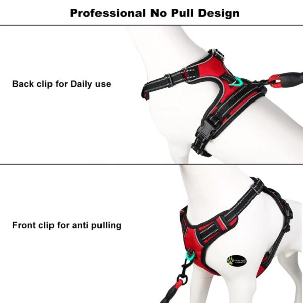 518gmHLgCCL._SL1080_.jpg Premium Reflective NoβPull Dog Harness with Rope Leash β Adjustable Vest with Handle & Front/Back Leash Clips | Heavy-Duty, Comfortable Belt for Training, Walking, Hiking (Red, Large)