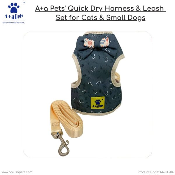 A+a Pets' Cat, Puppy and Small Dog Harness and Leash Set(Combo) - Quick Dry | Escape-Friendly | Comfortable Fit (Green Flora Print, L)
