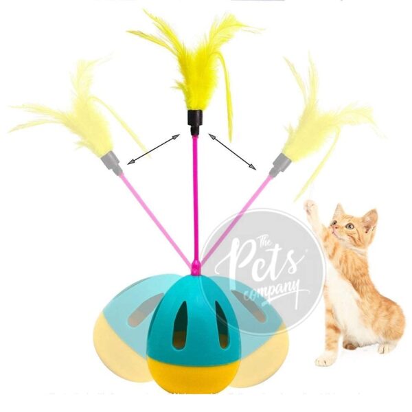The Pets Company Cat Tumbler Toy, Interactive Training Cat Treat Dispenser Toy Indoor Cat Kitten, with Feathers