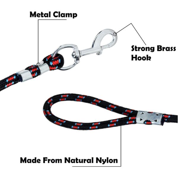 Sage Square Strong Dog Rope Leash | Durable Heavy Duty Comfortable Nylon Leash | Walking Leads with Strong Hook | for Large Dogs | Pack of 1 (Color May Vary) (15 MM)