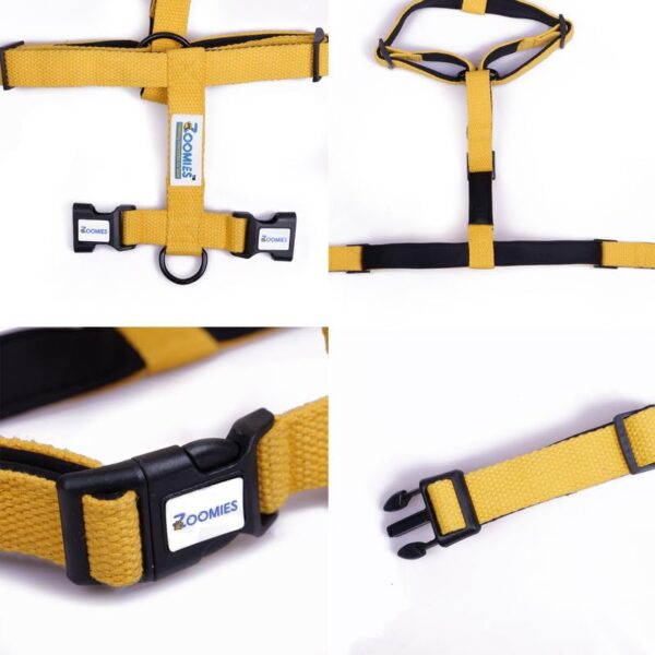 51EQiPJV1jL.jpg Zoomies Dog Harness – Premium Soft Padded Cotton H-Harness for Comfort and Control, Small Size, Yellow