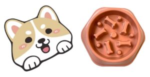 Adorable Crystal Velvet Cartoon Cat Litter Mat - Ultra Soft, Adorable Crystal Velvet Cartoon Cat Litter Mat - Ultra Soft, 60 x 35cm (Coffee, Dog Face) And Pet Bowl, Feeding Bowl, Dog Bowl, Slow Eating Bowl for Dogs and Cats, Non Slip (Creamy Peach) Combo Pack