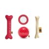 Pets Co. Rubber Dog Chew Toy Combo (6" Bone + 3" Spike Ball + 4.5" Ring + 7" Plastic Bone) | Teething Toys for Puppies & Small Dogs