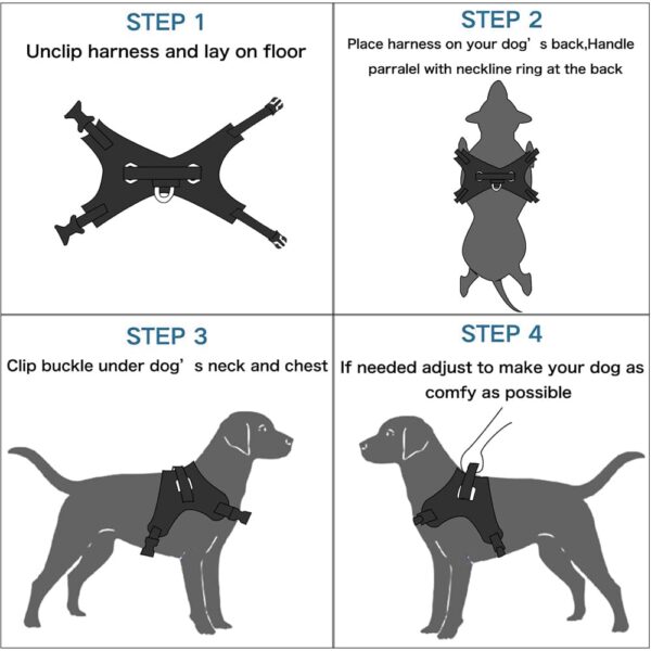 Berlin's Butterfly Dog Harness and Lease with Free Plastic Bowl Comfort, Small Dog Harness Choke Free Adjustable Pet Vest No Pull Outdoor Sport Reflective Soft Padded (Black, Large)