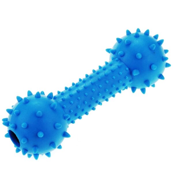 51HYsgCW9qL._SL1500_.jpg PSK PET MART Dog & Puppy Rubber Chew Toys Combo- Ring Toy, Silicon Dumbbell, Squeaky Chicken Small (Pack of 3)