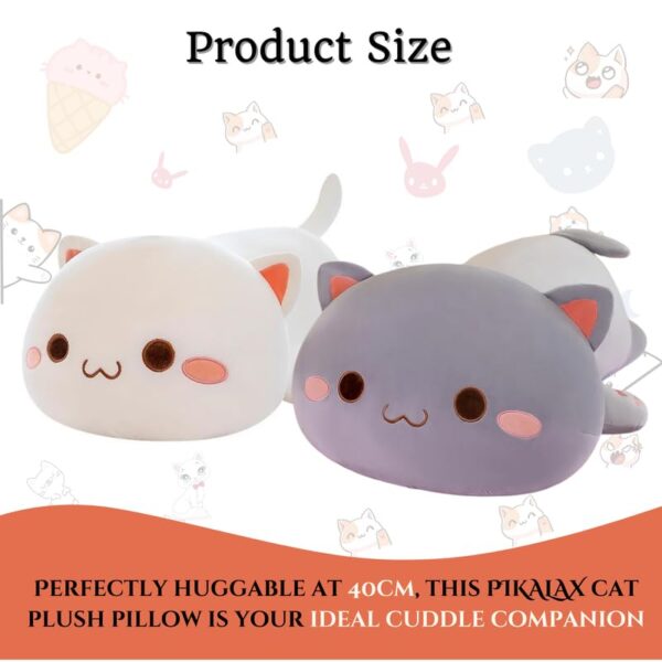 Peach Cat Plush - Soft Cat Plush Pillow - Adorable Grey Goma & White Peach Stuffed Animal Toy, Perfect for Cuddling, Home Decor, and Gifts for Kids & Adults - 40cm