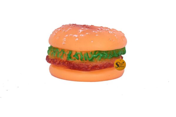 51KKmft-C4L._SL1500_.jpg Sage Square Squeaky Vinyl Chew Latex Burger Dog Toy